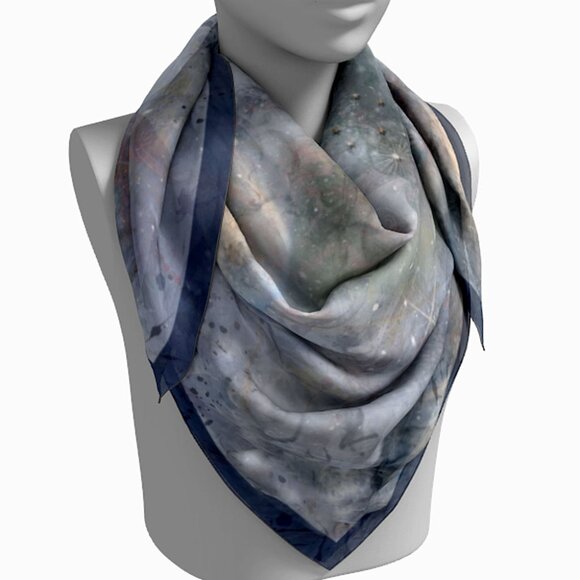 Cosmic Snow Storm & Fairy Dust Square Pure Silk Scarf or Wrap - Picture 11 of 11